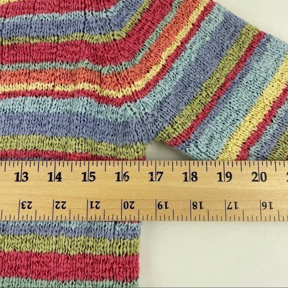 Christopher & Banks Sweater Womens Small Red Orange Striped 3/4 Sleeve Buttons - Picture 6 of 7